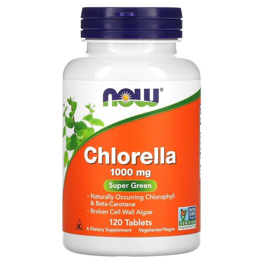 Основное фото товара NOW, Хлорелла 1000 мг, Chlorella 1000 mg, 120 таблеток