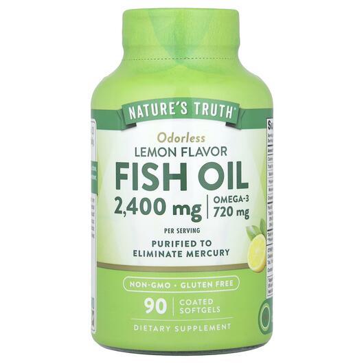 Основное фото товара Омега 3, Odorless Fish Oil Natural Lemon 2400 mg, 90 капсул
