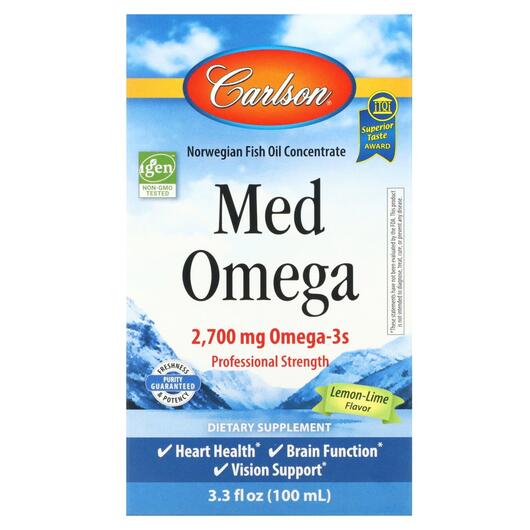 Основное фото товара Омега 2700 мг, Med Omega Lemon-Lime Flavor 2700 mg, 100 мл