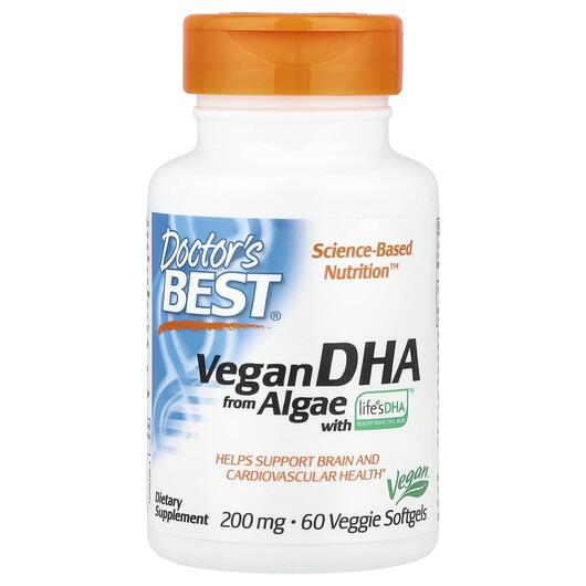 Основное фото товара Вегетарианская DHA 200 мг, Vegetarian DHA 200 mg, 60 капсул