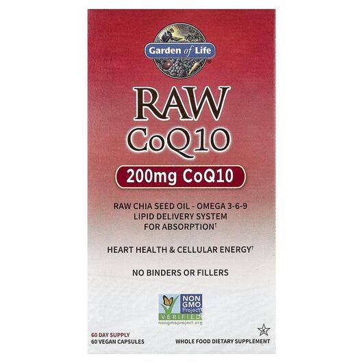 Основное фото товара Garden of Life, Убихинон, RAW CoQ10 200 mg, 60 капсул