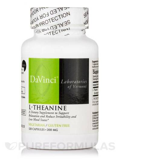 Основное фото товара DaVinci Laboratories, L-Теанин, L-Theanine 200 mg, 120 капсул