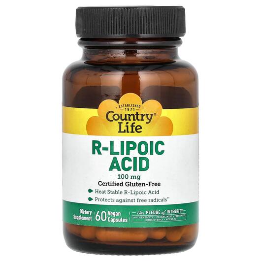 Основное фото товара Country Life, R-Липоевая кислота, R-Lipoic Acid 100 mg, 60 капсул