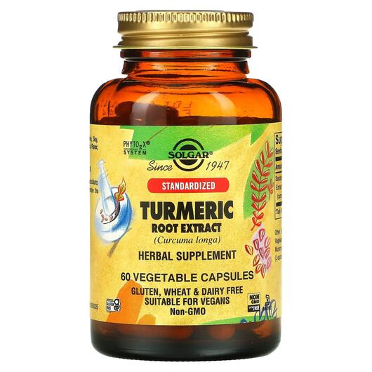 Основное фото товара Solgar, Экстракт корня куркумы, Turmeric Root Extract, 60 капсул