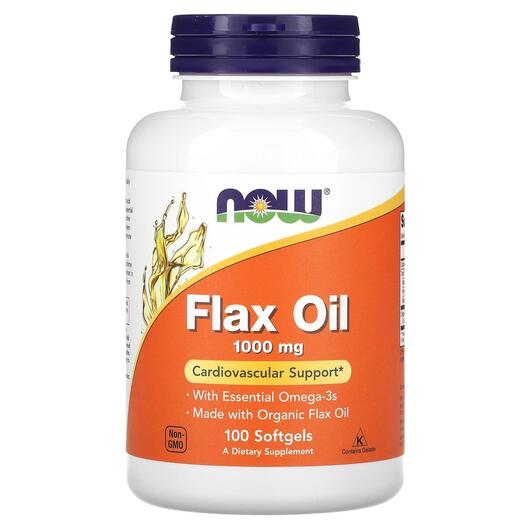 Основное фото товара NOW, Льняное Масло, Flax Oil 1000 mg, 100 капсул