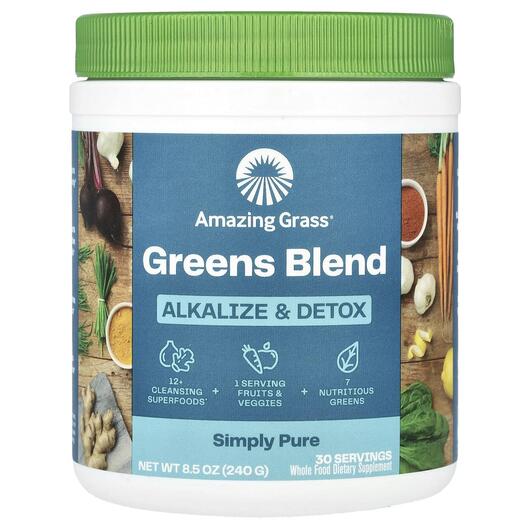 Основное фото товара Amazing Grass, Суперфуд, Green Blend Alkalize & Detox, 240 г