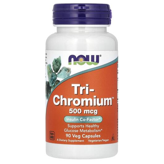 Основное фото товара NOW, Хром 500 мкг, Tri-Chromium 500 mcg, 90 капсул