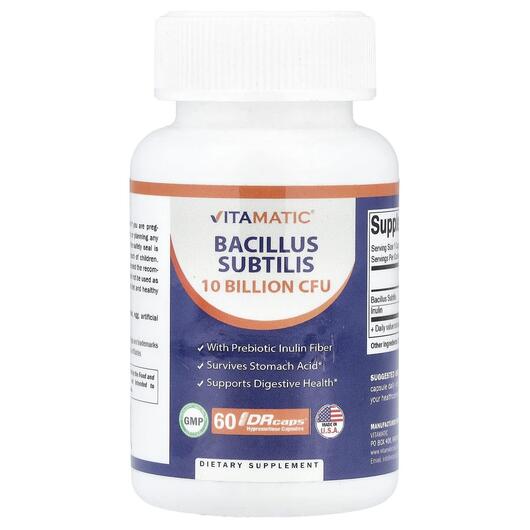 Основное фото товара Vitamatic, Пробиотики, Bacillus Subtilis, 60 капсул