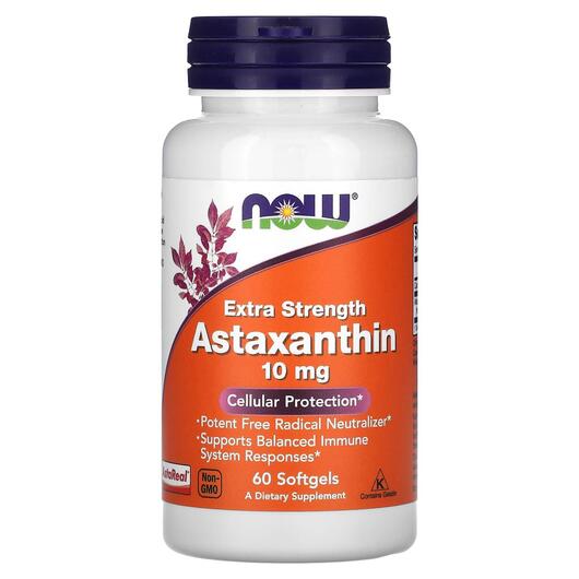 Основное фото товара NOW, Астаксантин 10 мг, Astaxanthin 10 mg, 60 капсул