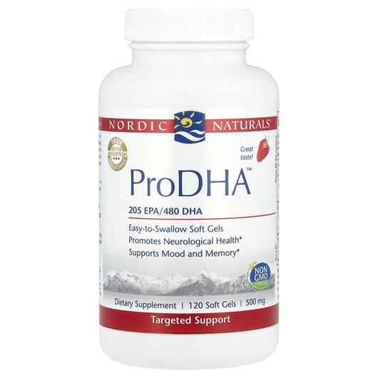 Основное фото товара Nordic Naturals, ДГА 500 мг Клубника, ProDHA 500, 120 капсул