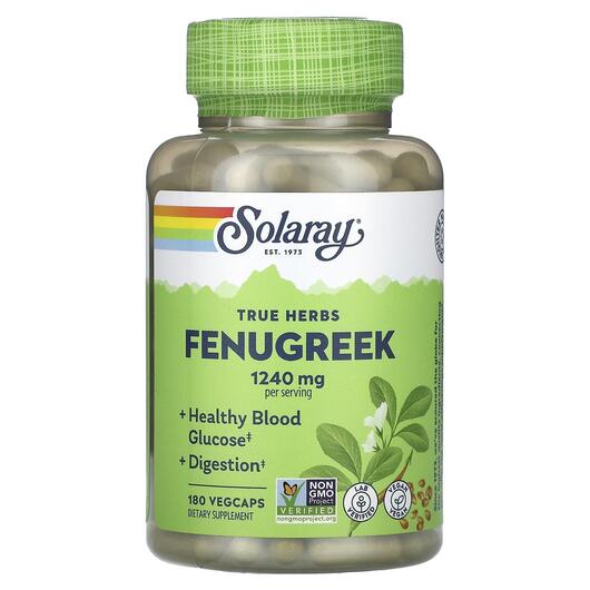 Основное фото товара Solaray, Пажитник, True Herbs Fenugreek 1240 mg, 180 капсул