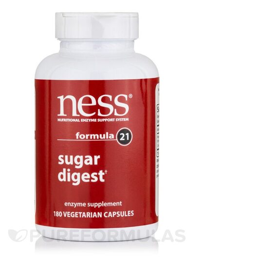 Основное фото товара Ness Enzymes, Ферменты, Sugar Digest Formula 21, 180 капсул