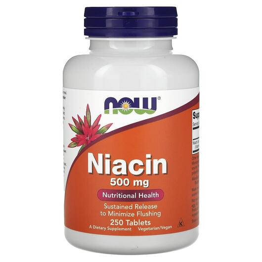 Основное фото товара NOW, Ниацин 500 мг, Niacin 500 mg, 250 таблеток
