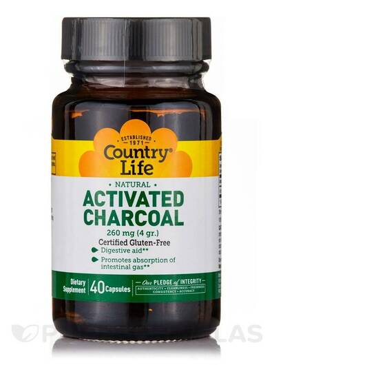 Основное фото товара Активированный уголь, Activated Charcoal 260 mg, 40 капсул