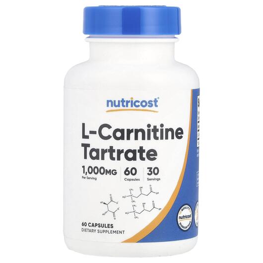 Основное фото товара Nutricost, L-Карнитин, L-Carnitine Tartrate 1000 mg, 60 капсул