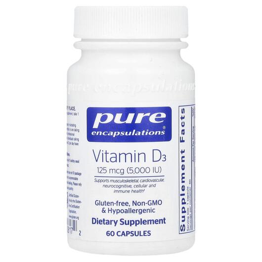 Основне фото товара Vitamin D3 125 mcg 5000 IU, Вітамін D3, 60 капсул