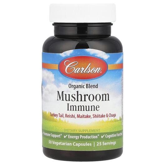 Основное фото товара Carlson, Грибы, Organic Blend Mushroom Immune, 50 капсул