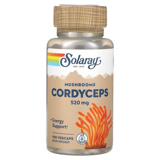 Основное фото товара Solaray, Грибы Кордицепс, Cordyceps Mushrooms 520 mg, 100 капсул