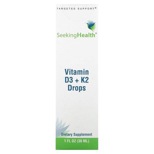 Основное фото товара Seeking Health, D3 & K2 в каплях, Vitamin D3 + K2 Drops, 30 м