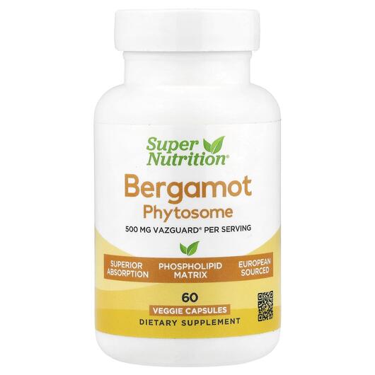 Основное фото товара Super Nutrition, Бергамот, Bergamot Phytosome 500 mg, 60 капсул