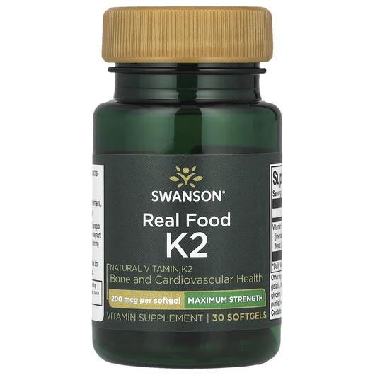 Основное фото товара Swanson, Витамин K2 MK-7, Real Food K2 200 mcg, 30 капсул