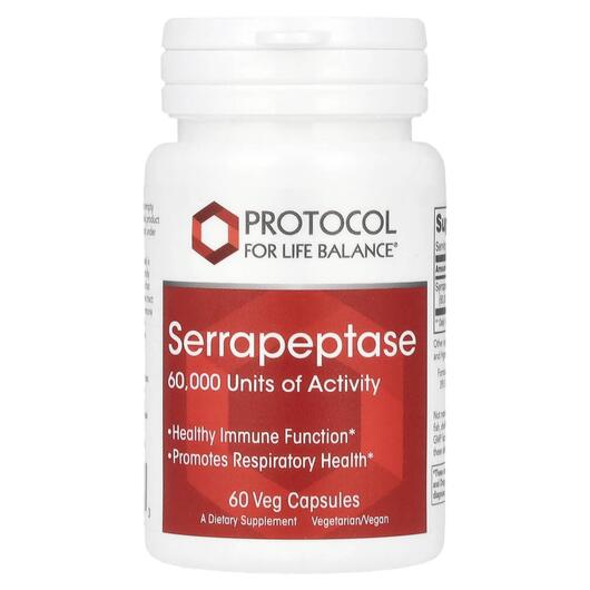 Основное фото товара Серрапептаза, Serrapeptase 60000, 60 капсул