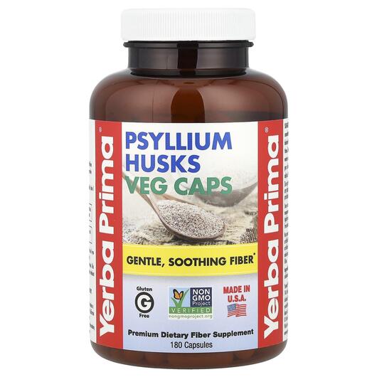 Основное фото товара Yerba Prima, Псиллиум, Psyllium Husks Veg Caps, 180 капсул