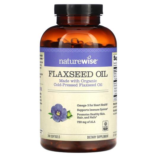 Основное фото товара Naturewise, Льняное Масло, Flaxseed Oil, 240 капсул
