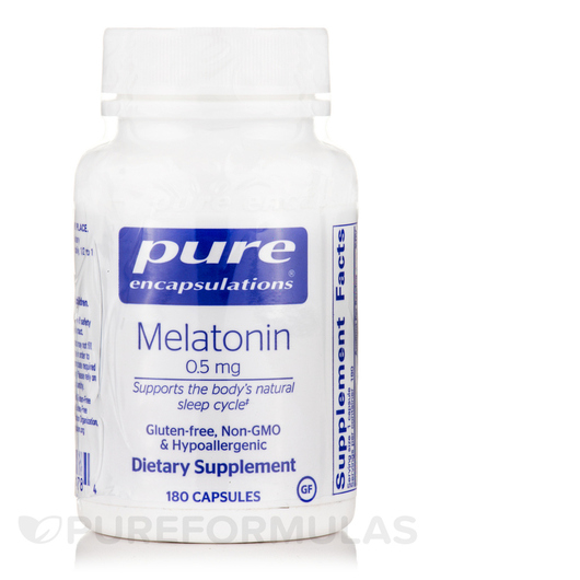 Основное фото товара Pure Encapsulations, Мелатонин, Melatonin 0.5 mg, 180 капсул
