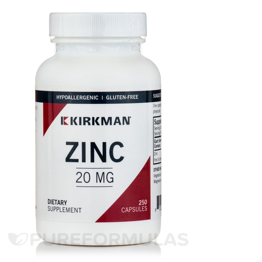 Основное фото товара Kirkman, Цинк, Zinc 20 mg Hypoallergenic, 250 капсул