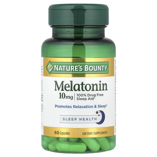 Основное фото товара Nature's Bounty, Мелатонин 10 мг, Melatonin 10 mg, 60 капсул