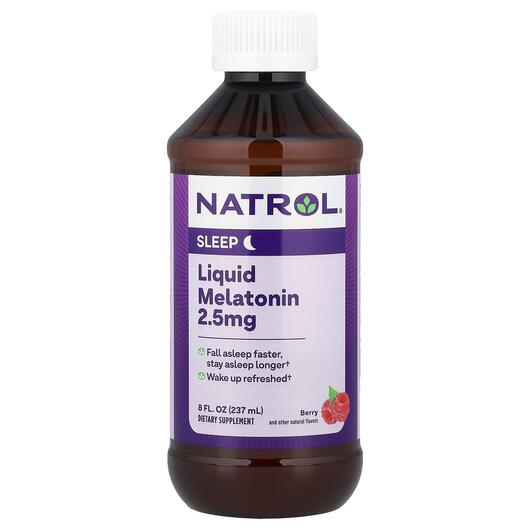 Основное фото товара Liquid Melatonin Sleep Berry Natural Flavor 2.5, Мелатонин, 237 м