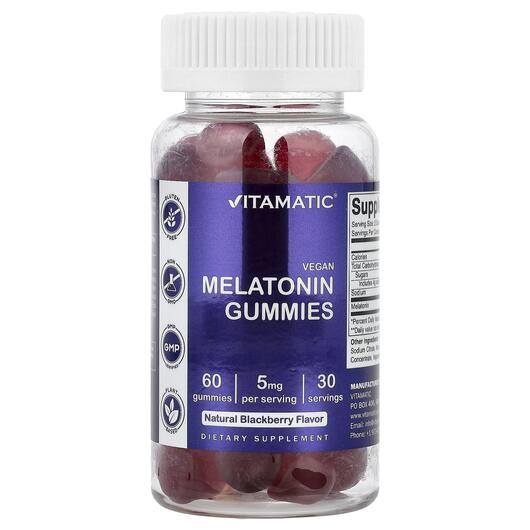 Основное фото товара Vegan Melatonin Gummies Natural Blackberry, Мелатонин, 60 таблето