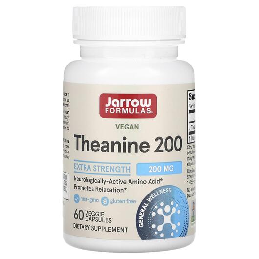 Основное фото товара Jarrow Formulas, L-Теанин 200 мг, Theanine 200, 60 капсул