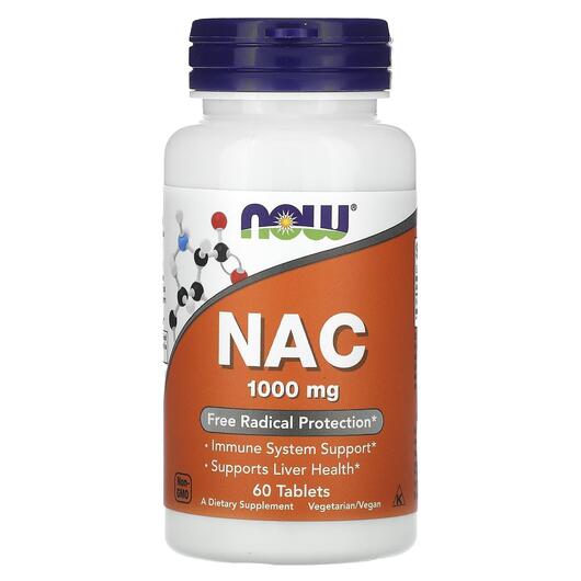 Основное фото товара NOW, N-ацетилцистеин, NAC 1000 mg, 60 таблеток