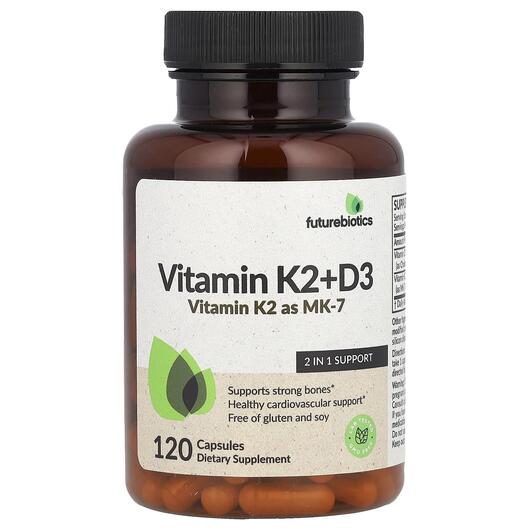 Основное фото товара Витамин K2 + D3 в виде MK-7, Vitamin K2 + D3, 120 капсул