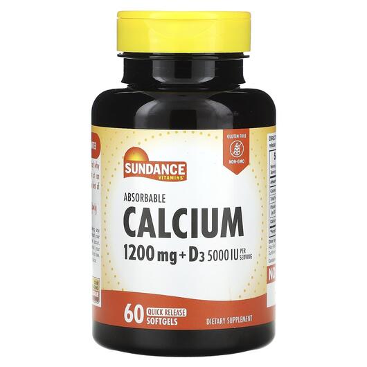 Основное фото товара Sundance Vitamins, Кальций, Absorbable Calcium + D3, 60 капсул