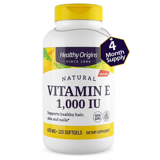 Основное фото товара Healthy Origins, Витамин Е 1000 МЕ, Vitamin E 1000 IU, 120 капсул