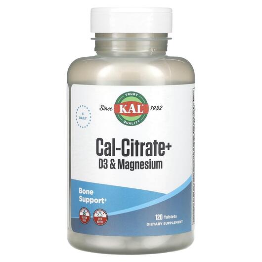 Основное фото товара KAL, Магний, Cal-Citrate+ D3 & Magnesium, 120 таблеток