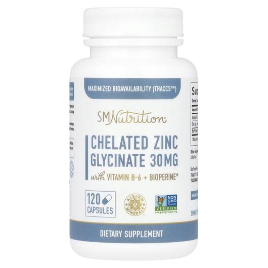 Основное фото товара SMNutrition, Цинк Глицинат, Chelated Zinc Glycinate, 120 капсул