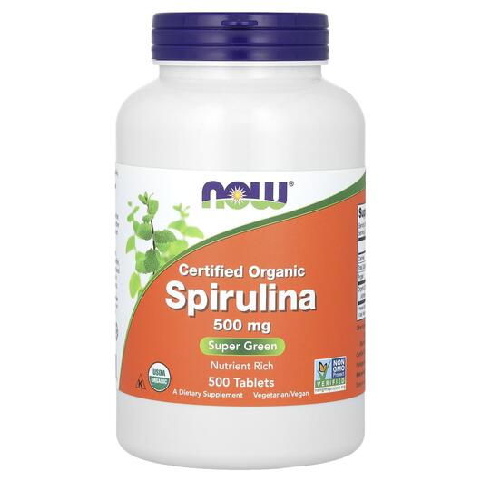 Основное фото товара NOW, Спирулина 500 мг, Certified Organic Spirulina, 500 таблеток