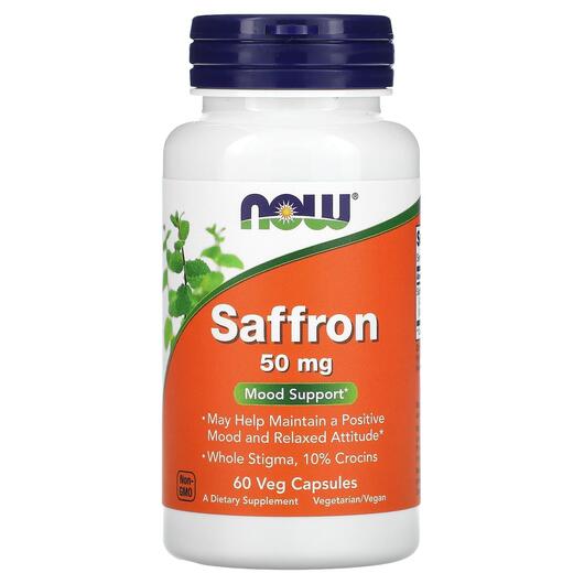 Основное фото товара NOW, Шафран 50 мг, Saffron 50 mg, 60 капсул