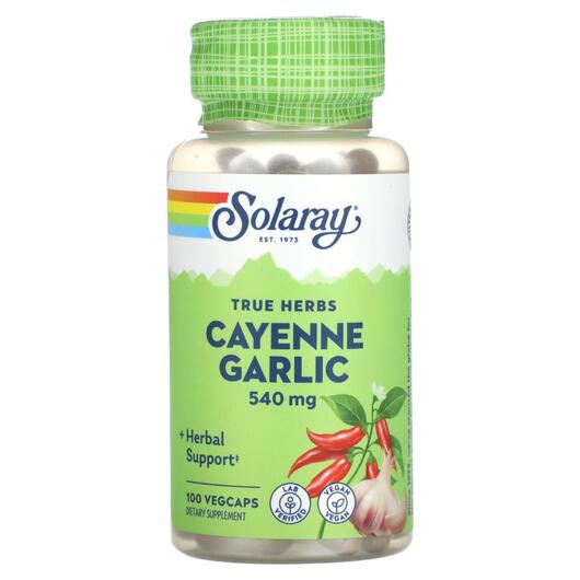 Основное фото товара Кайенский перец, True Herbs Cayenne Garlic 540 mg, 100 капсул