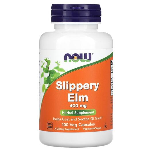 Основное фото товара NOW, Кора скользкого вяза 400 мг, Slippery Elm 400 mg, 100 капсул