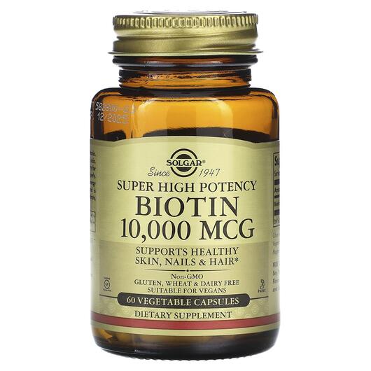 Основное фото товара Витамин B7 Биотин, Super High Potency Biotin 10000 mcg, 60 капсул