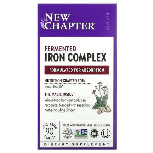 Основное фото товара New Chapter, Железо, Fermented Iron Complex, 90 таблеток
