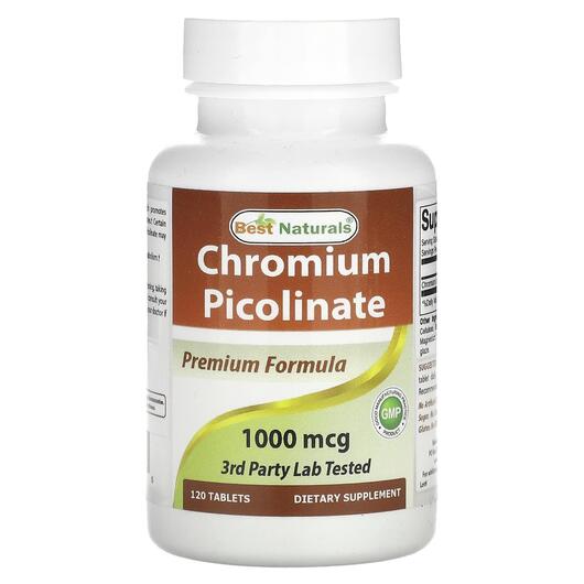 Основное фото товара Best Naturals, Хром, Chromium Picolinate 1000 mcg, 120 таблеток
