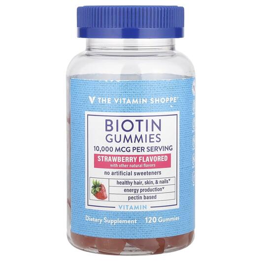 Основное фото товара Biotin Gummies Strawberry 10000 mcg, Витамин B7 Биотин, 120 табле