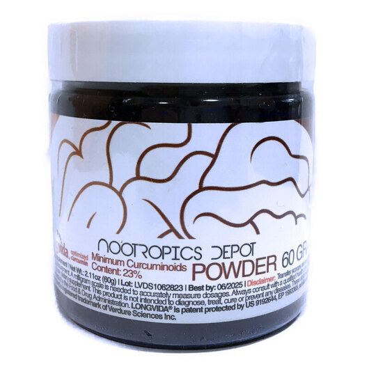 Основное фото товара Nootropics Depot, Куркумин, Longvida Curcumin Powder, 60 г
