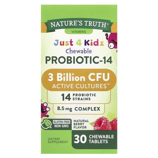 Основное фото товара Пробиотики, Just 4 Kidz Chewable Probiotic, 30 таблеток